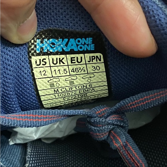 Hoka One One Clifton 6 Running Shoes Mens Sz 12 Blue Sneakers - Picture 5 of 7